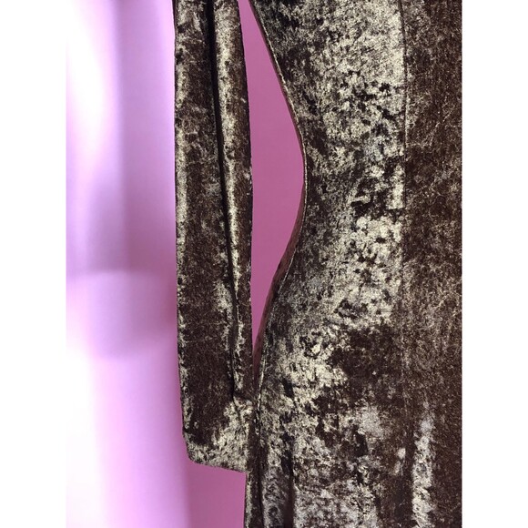 1990s CRUSHED VELVET Long Sleeve Dark Brown TIMING Maxi Dress. Small-Medium - Picture 6 of 9